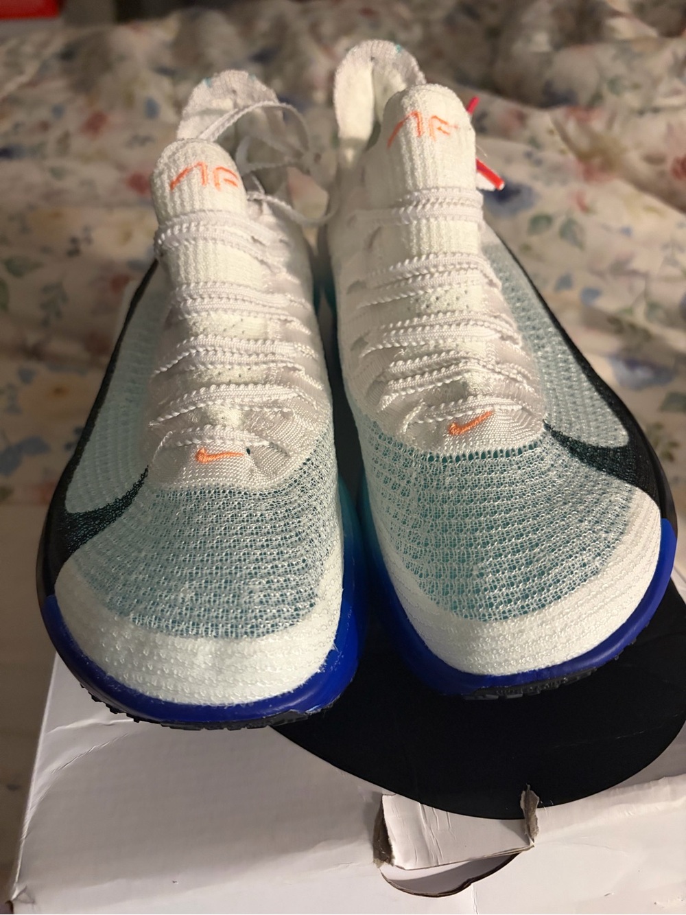 Nike Women's White Teal Black Running Sneakers with Orange Accents